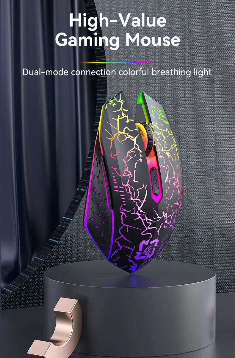 Bluetooth 5.2 Wireless Mouse RGB Gaming Mouse Silent Mouse Rechargeable Mouse 800-1200-1600 DPI Mouse Mice for PC Laptop Macbook