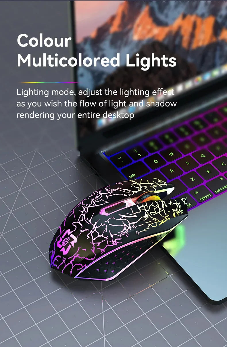 Bluetooth 5.2 Wireless Mouse RGB Gaming Mouse Silent Mouse Rechargeable Mouse 800-1200-1600 DPI Mouse Mice for PC Laptop Macbook