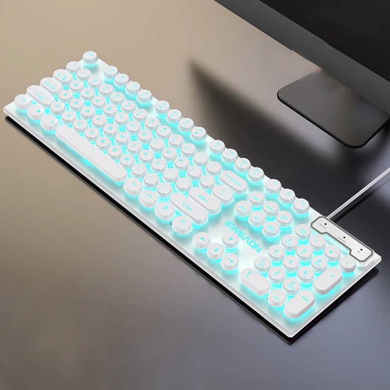 Gamer Keyboard for Dota LOL CS Esports Games Vintage Punk Style Gaming Teclados USB Wired RGB Light Multi Media Office Keyboard