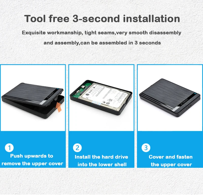 UTHAI 2.5-inch SSD Solid State Mechanical Serial Port SATA Toolless Micro Interface USB 3.0 External Mobile Hard Disk Case