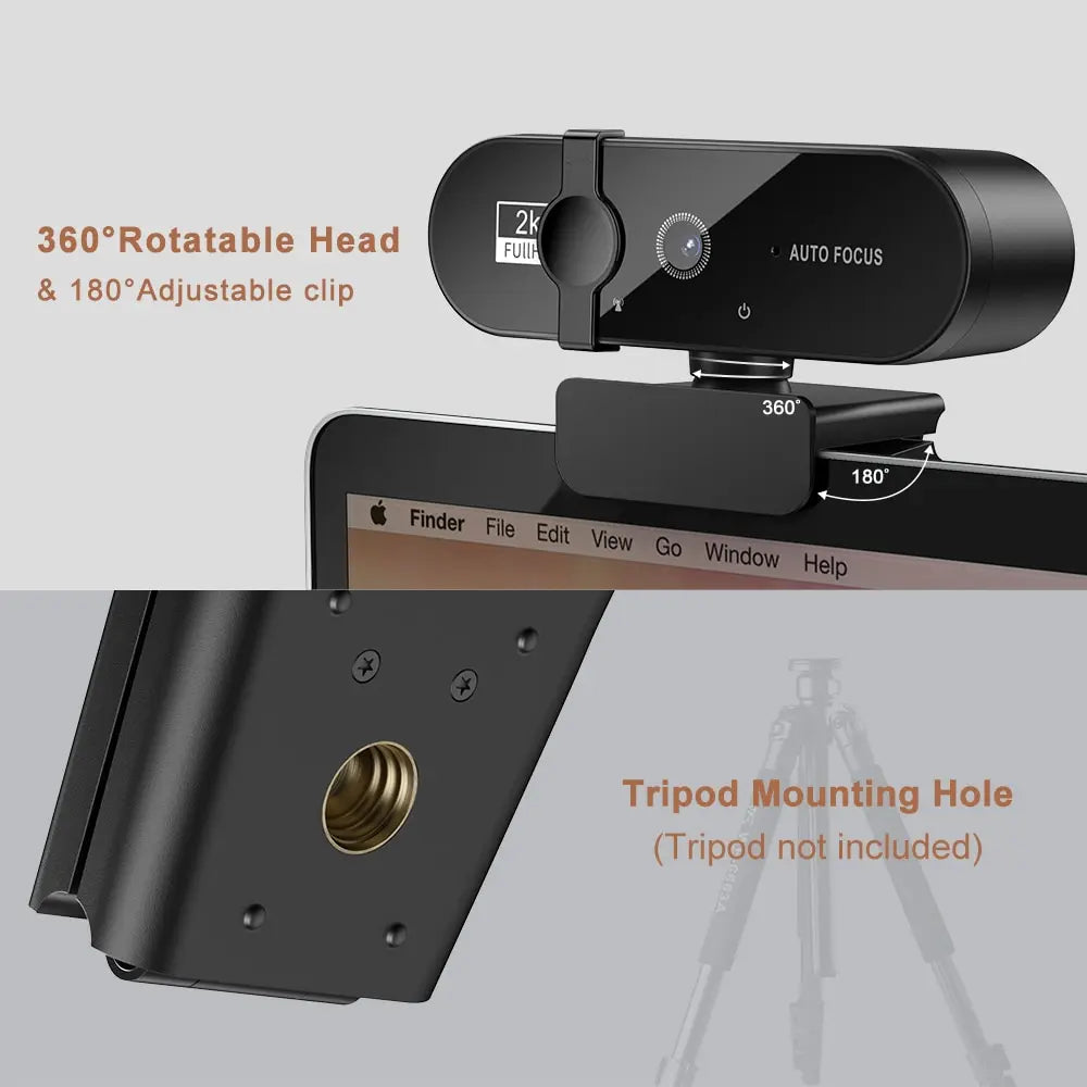 4K Webcam, 1080P Mini Camera, 2K Full HD Webcam, with Microphone 30fps USB. Web Cam for Auto Focus PC Laptop Video Shooting Camera