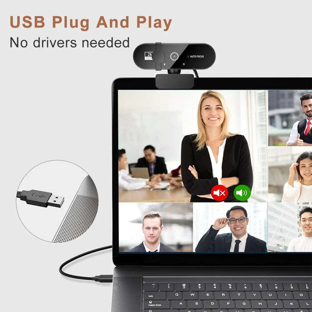 4K Webcam, 1080P Mini Camera, 2K Full HD Webcam, with Microphone 30fps USB. Web Cam for Auto Focus PC Laptop Video Shooting Camera